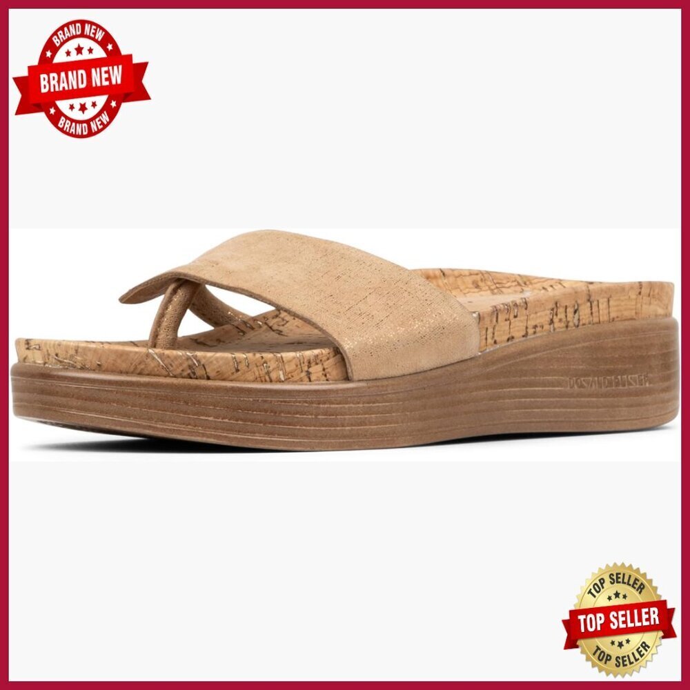 Leather Slide Sandals with Padded Footbed, Distressed Metallic Upper